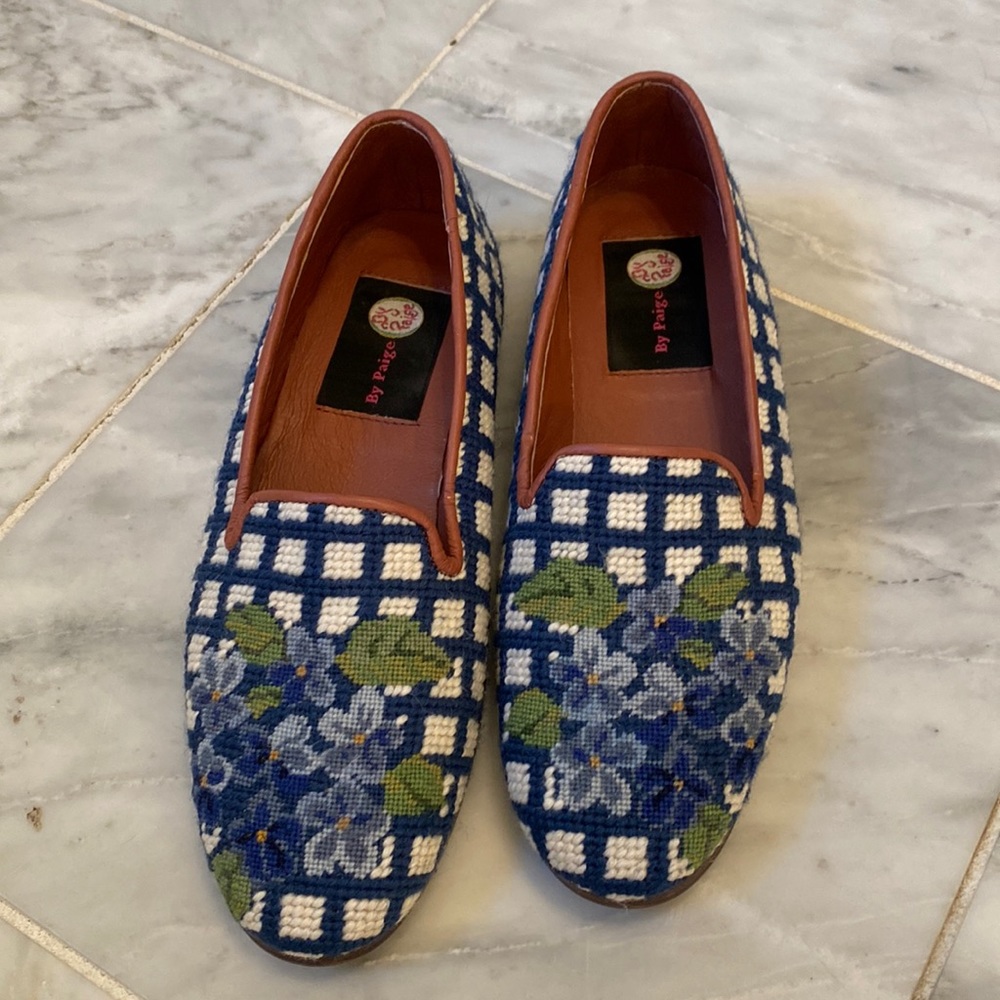 Needlepoint loafers by Paige